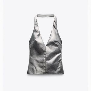 Zara silver halter top